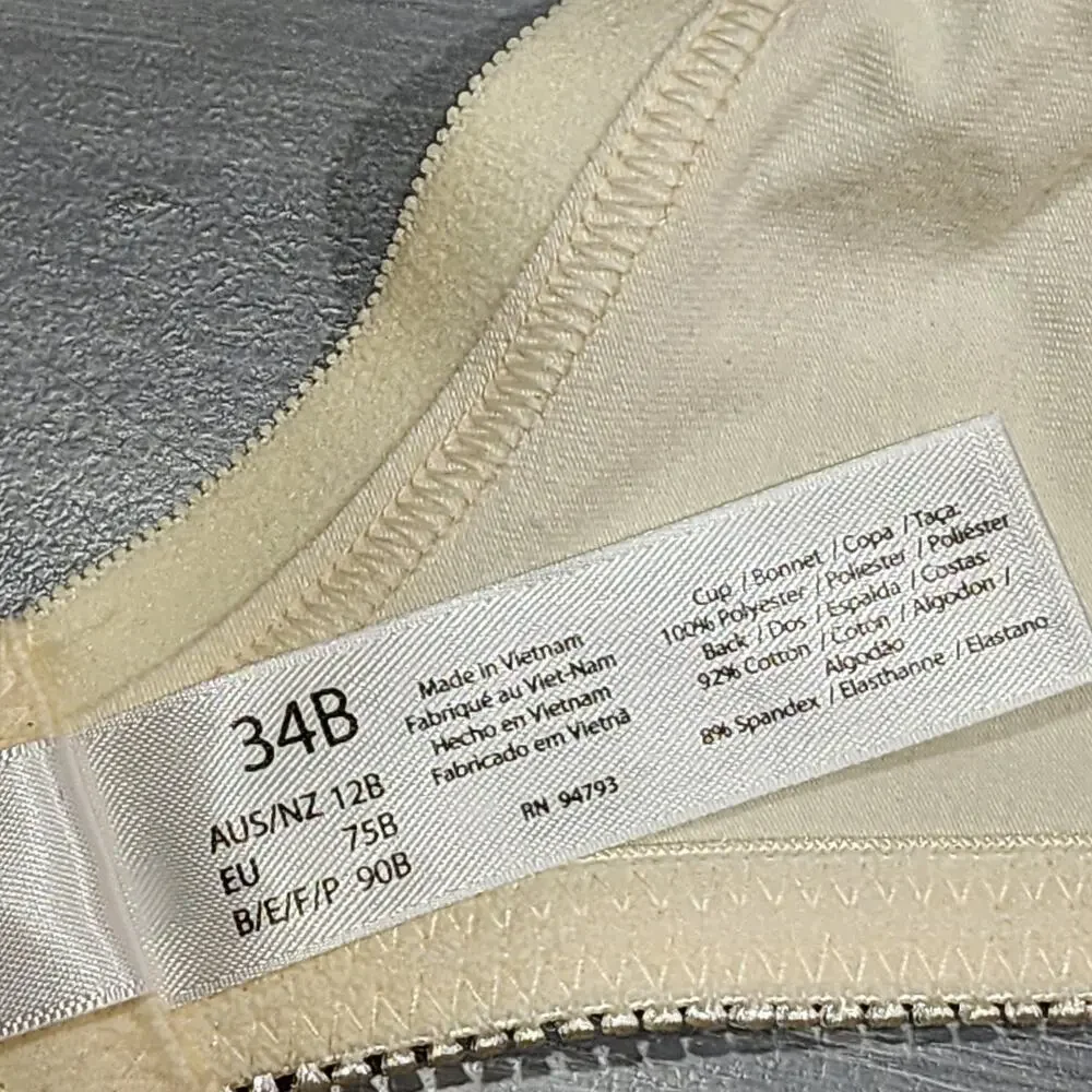 Dominique Isabelle Everyday‎ Wire-Free Cotton Lined Bra 34B Champagne